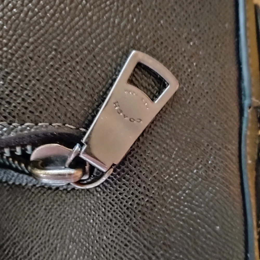 Coach Ethan Slim Pebbled Black Leather Briefcase with Shoulder Strap - Picture 13 of 16